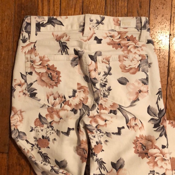 {PAIGE} Colette Crop Floral Jeans w Raw Edge Hem - Picture 12 of 13